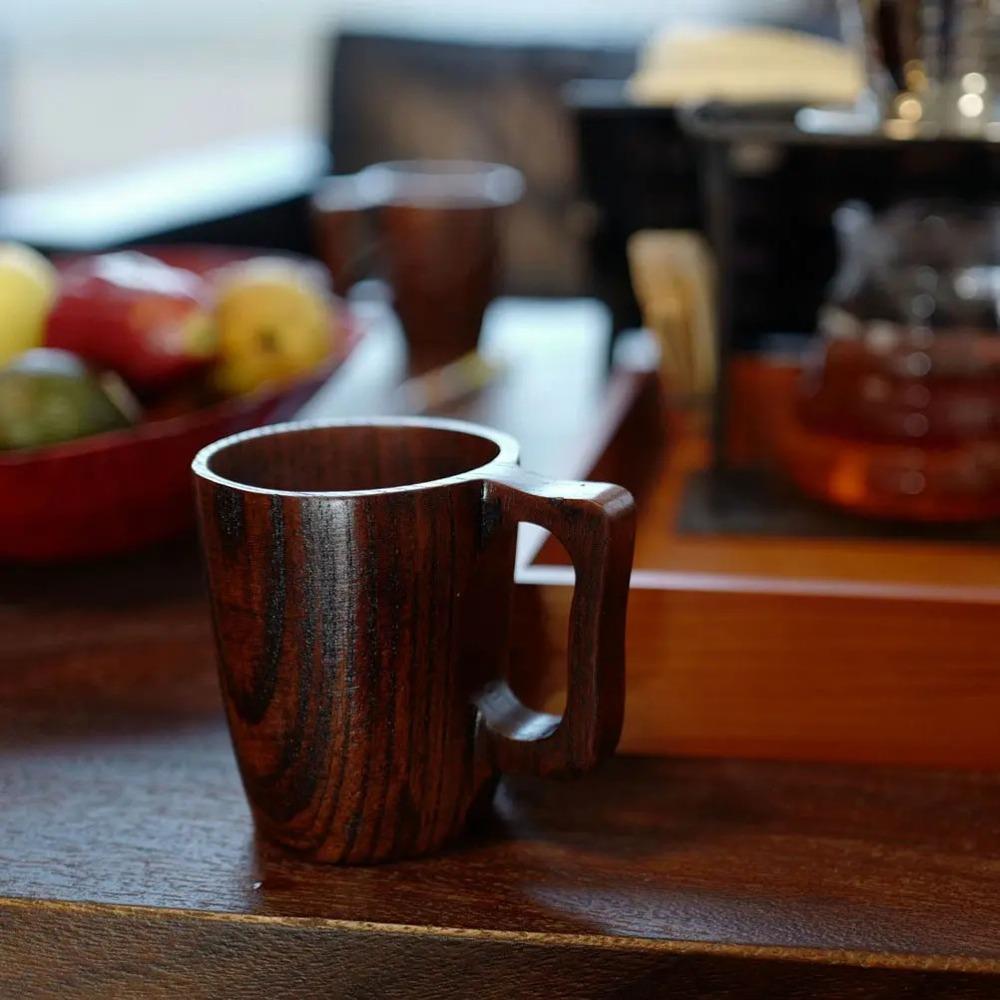 Wooden Coffee Mug Office Household Water Cup Men Drinking Rustic Eco-Friendly Wood Material Coffee Cup Men Water Mug