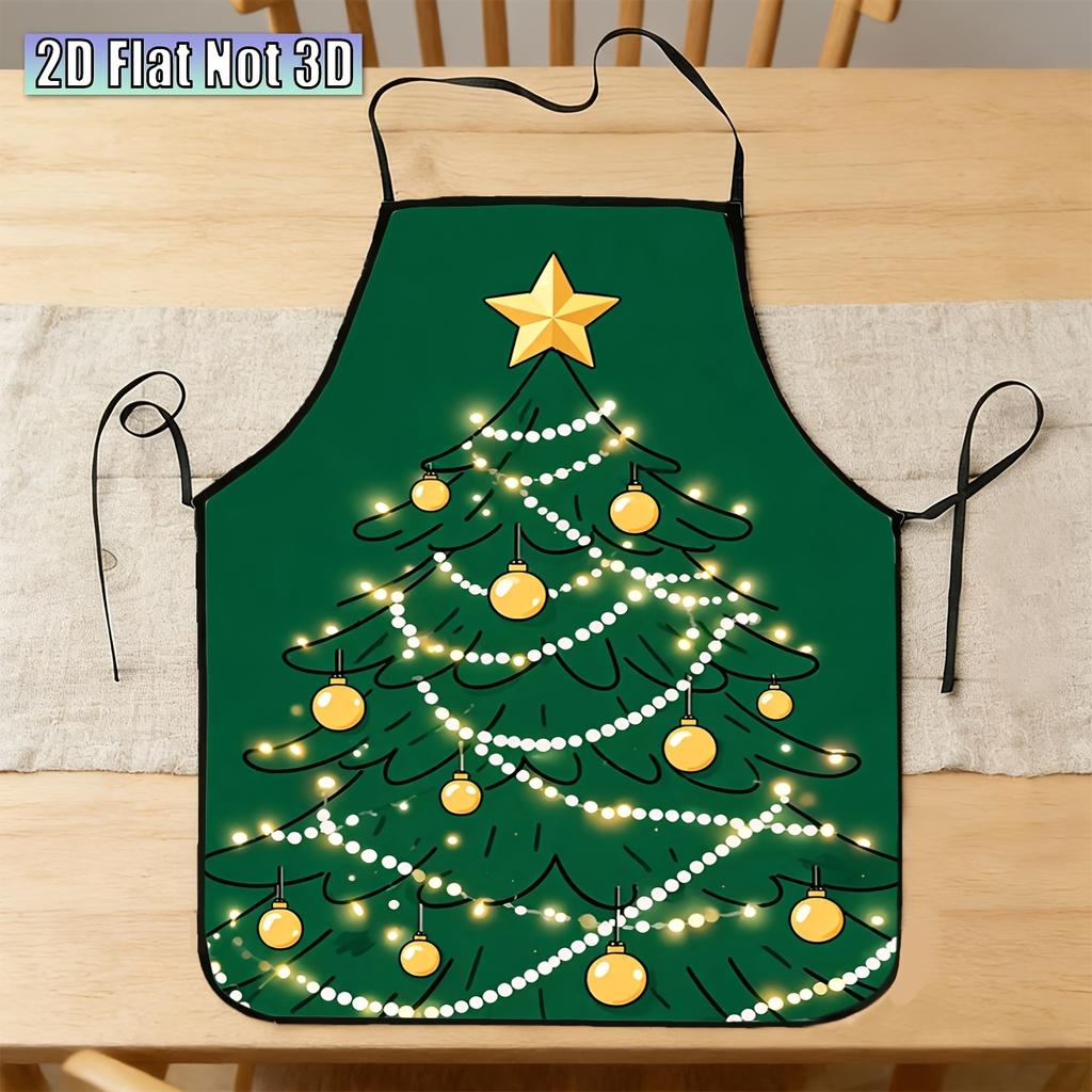 1pc Christmas Tree Decoration, Patterned Apron, Multi-purpose, Easter, Valentine's Day, Christmas, Halloween Decoration Gifts, Cool Creative Kitchen A