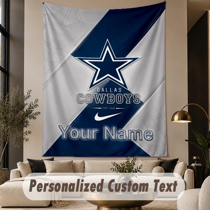Custom Text Tapestry Dallas Cowboys Print Wall Tapestry Indoor Living Room Wall Decor