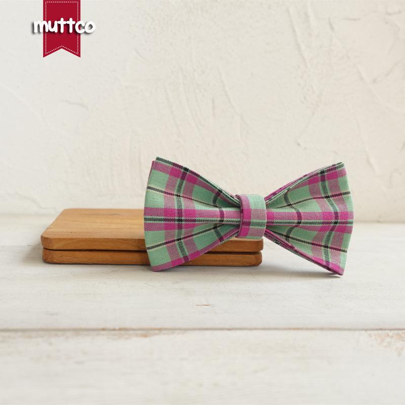 MUTTCO Durable Double Layer Bow Tie Dog Collar - Fashionable Accessory UBT-099 XL