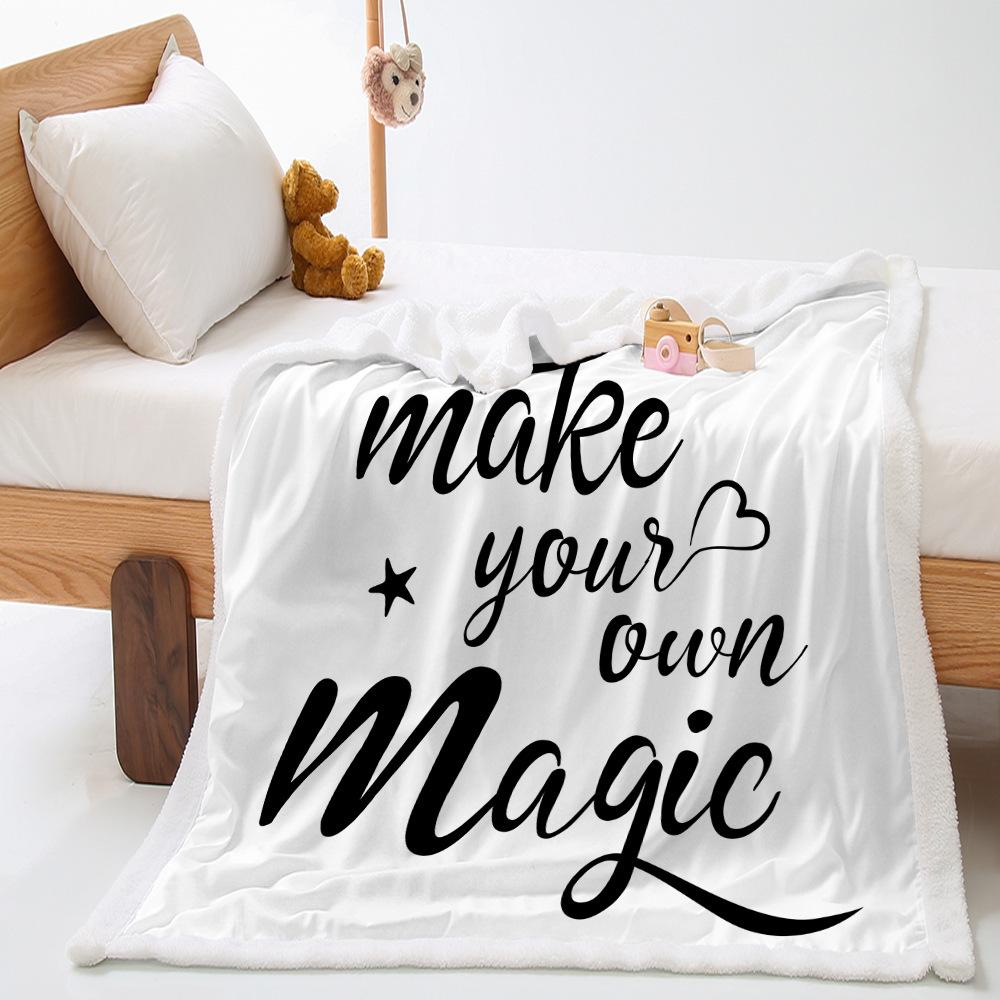 Letter black and white blanket ebay lamb wool crystal fleece blanket