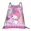 Custom M-Melodies Drawstring Bags Men Women Lightweight Rabbit Anime Sports Gym Storage Backpack