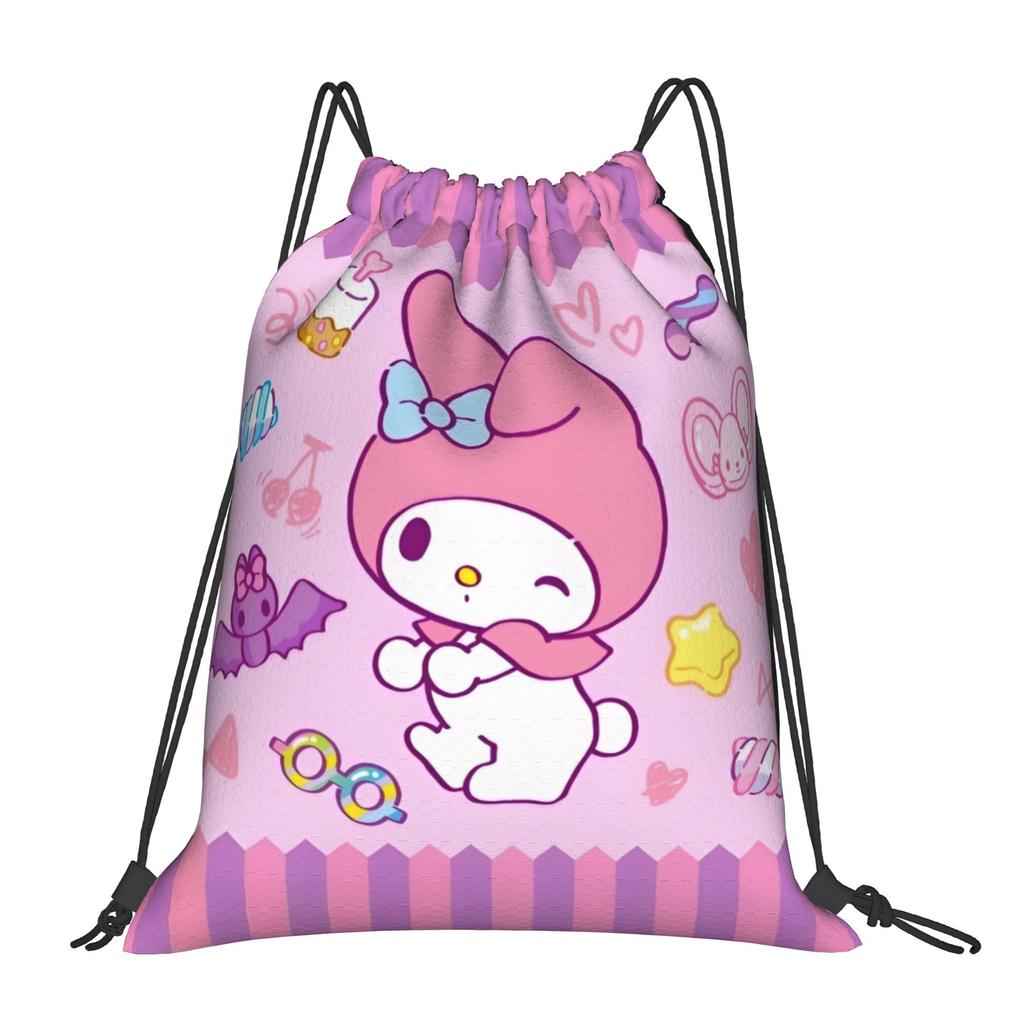 Custom M-Melodies Drawstring Bags Men Women Lightweight Rabbit Anime Sports Gym Storage Backpack