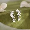 Real 925 Silver Elegant Floral Tassel Stud Earrings For Women Classic Fine Jewelry Advanced Feeling Accessories