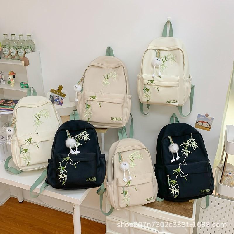 Schoolbag College Student High School Student Backpack Women's New Chinese Style Embroidered Schoolbag Women's Travel Lightweight Small Backpack