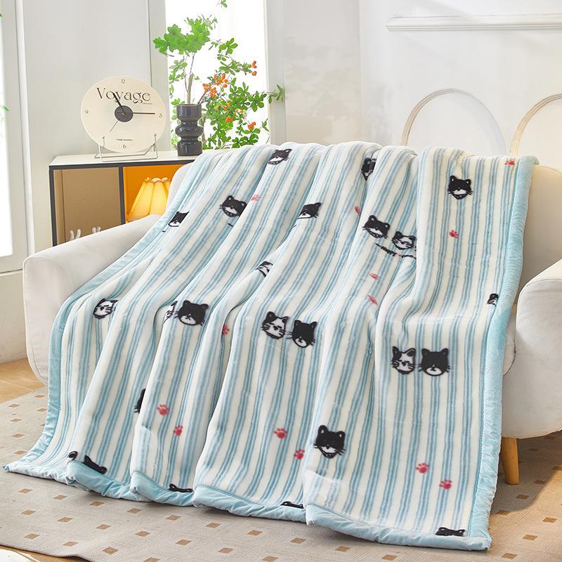 Double-Layer Thickened Fleece Blanket for Single or Double Use Autumn/Winter Cover Blanket