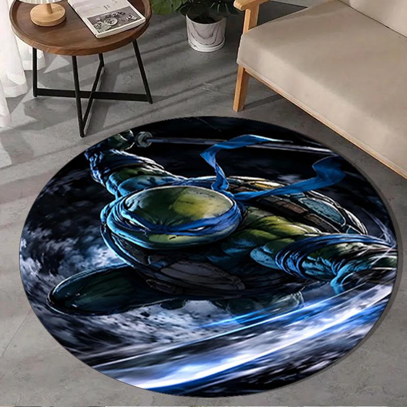 1PC Turtles Team Adventure Round Rug, Non-slip Chair Mat, Home Decor, Circle Carpet Perfect for Office, Bedroom, Living Room,Christmas Gift