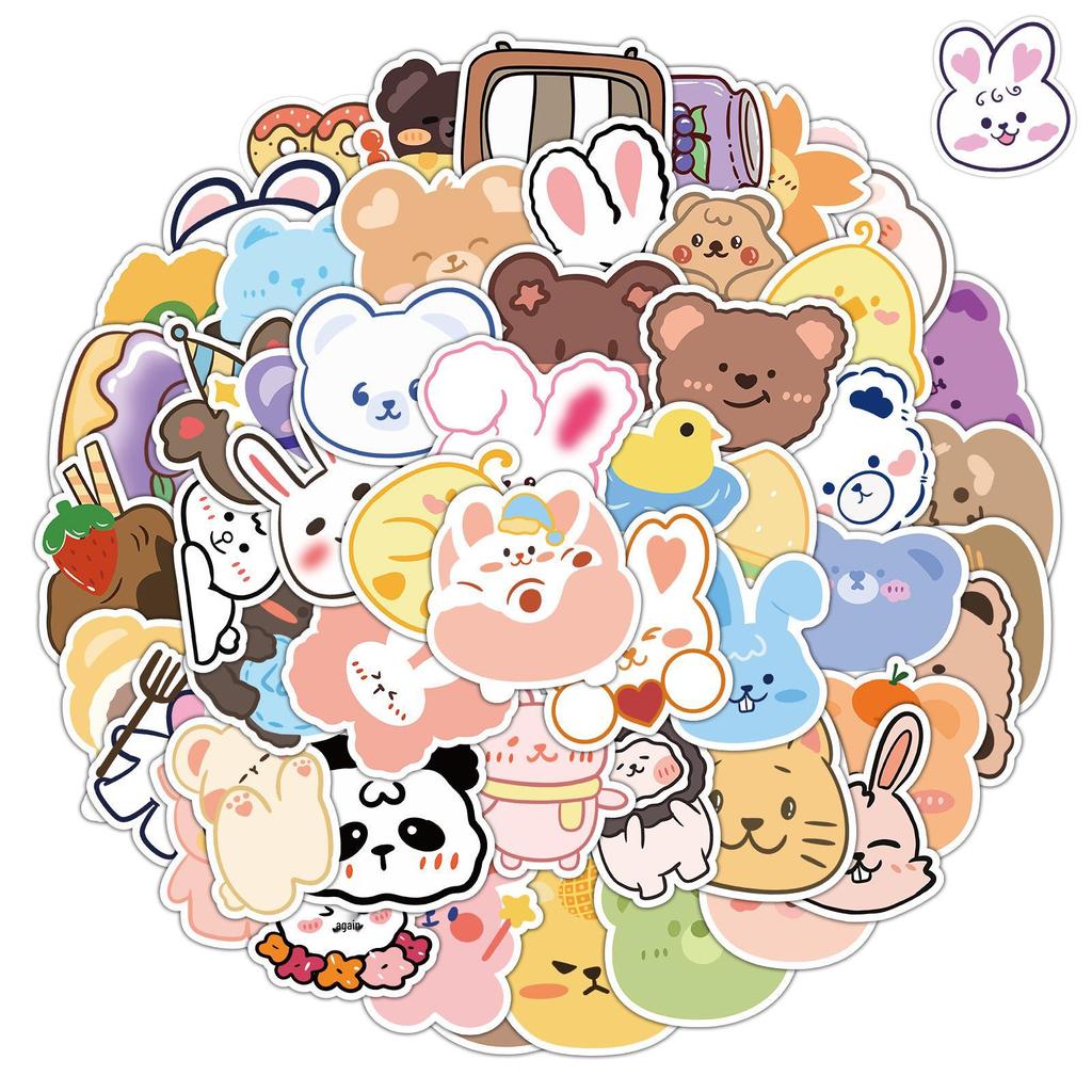 60-Piece Cute Animal Graffiti Sticker Set for Phone Cases, Water Bottles, and Laptops