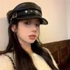 Autumn & Winter PU Leather Star Beret: Versatile Retro Octagonal Hat for Women