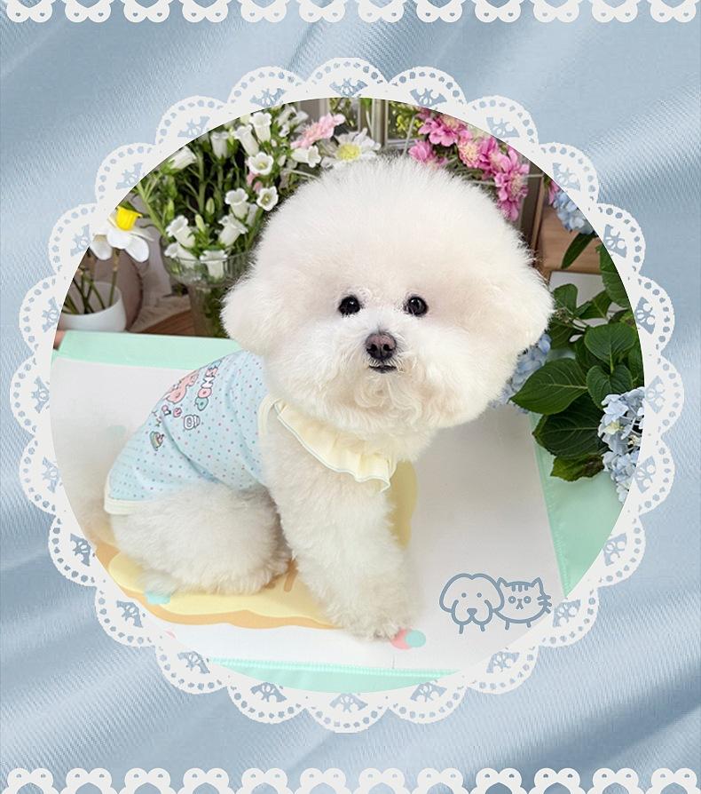 Spring and Summer Clothes for Cats and Dogs: Thin Cute Cartoon Printed Stylish Macaron-colored Halter Bichon and Pomeranian Small Short Style