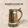 Wooden Beer Mug, Mango Wood with Sheesham Finish, Barrel Style, Lightweight & Durable, for Craft Beer, Home Bar, Café, Party, Gift (Pack of 2)