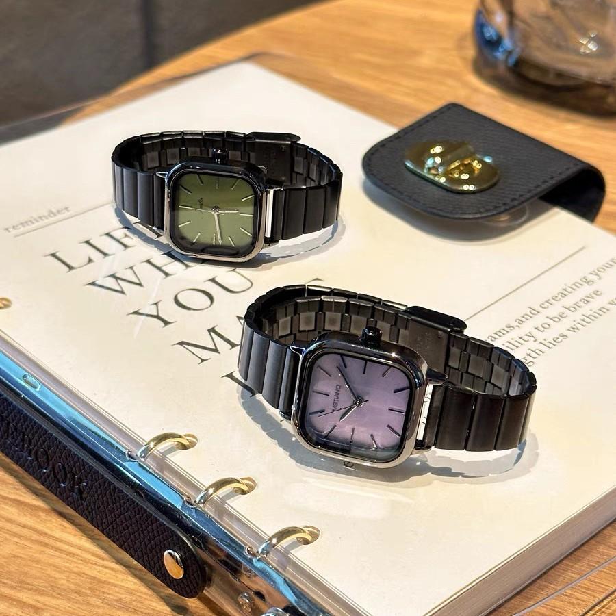 Brand Black Watch for Women Luxury Gift Fashion Quartz Watches Simple Square Dial Exquisite Ladies Wristwatches