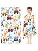 1PC Beach Towel Cartoon Dinosaur And Tractor Collision Beach Towel With Digital Printing