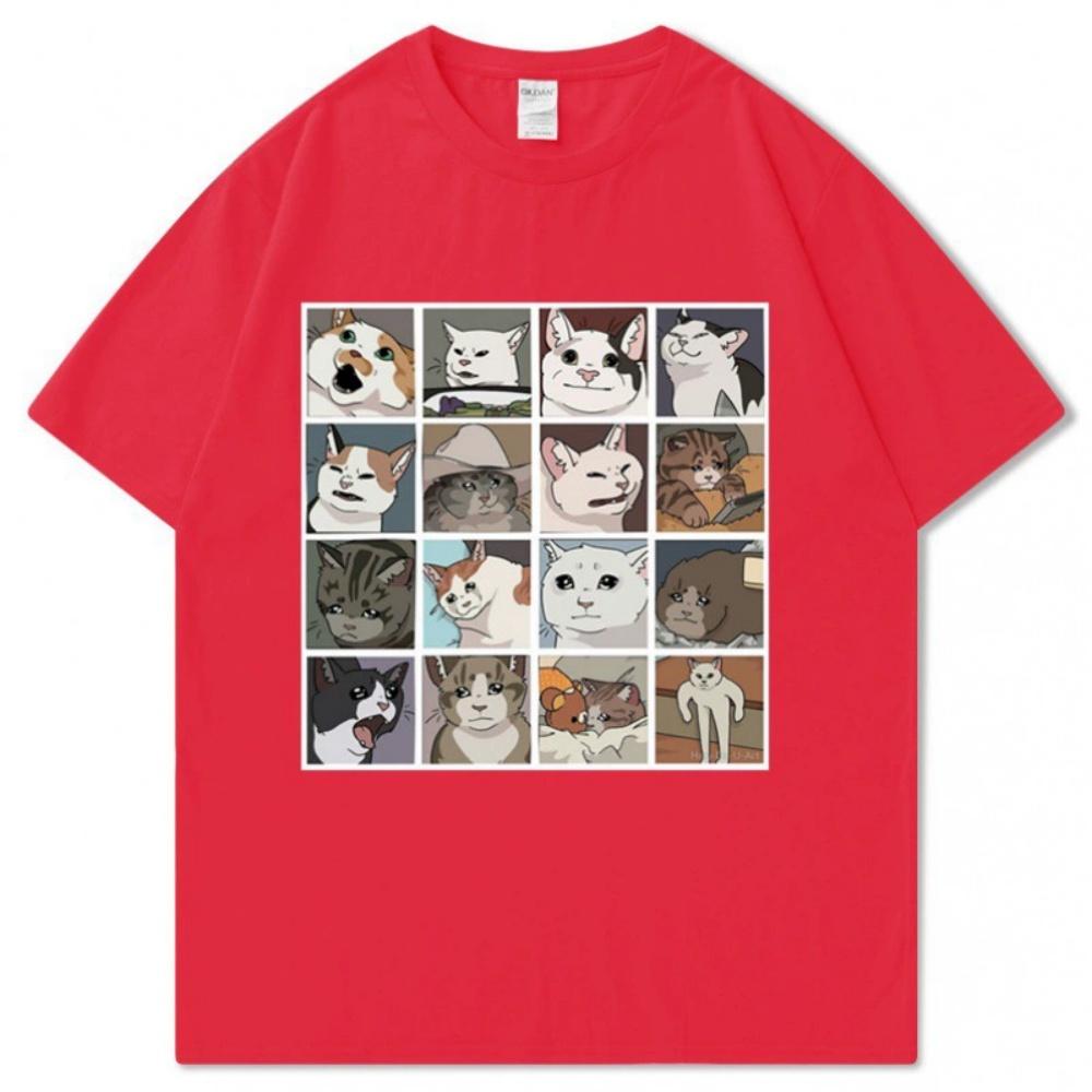 New animal dog cat print summer mens and womens loose casual tops