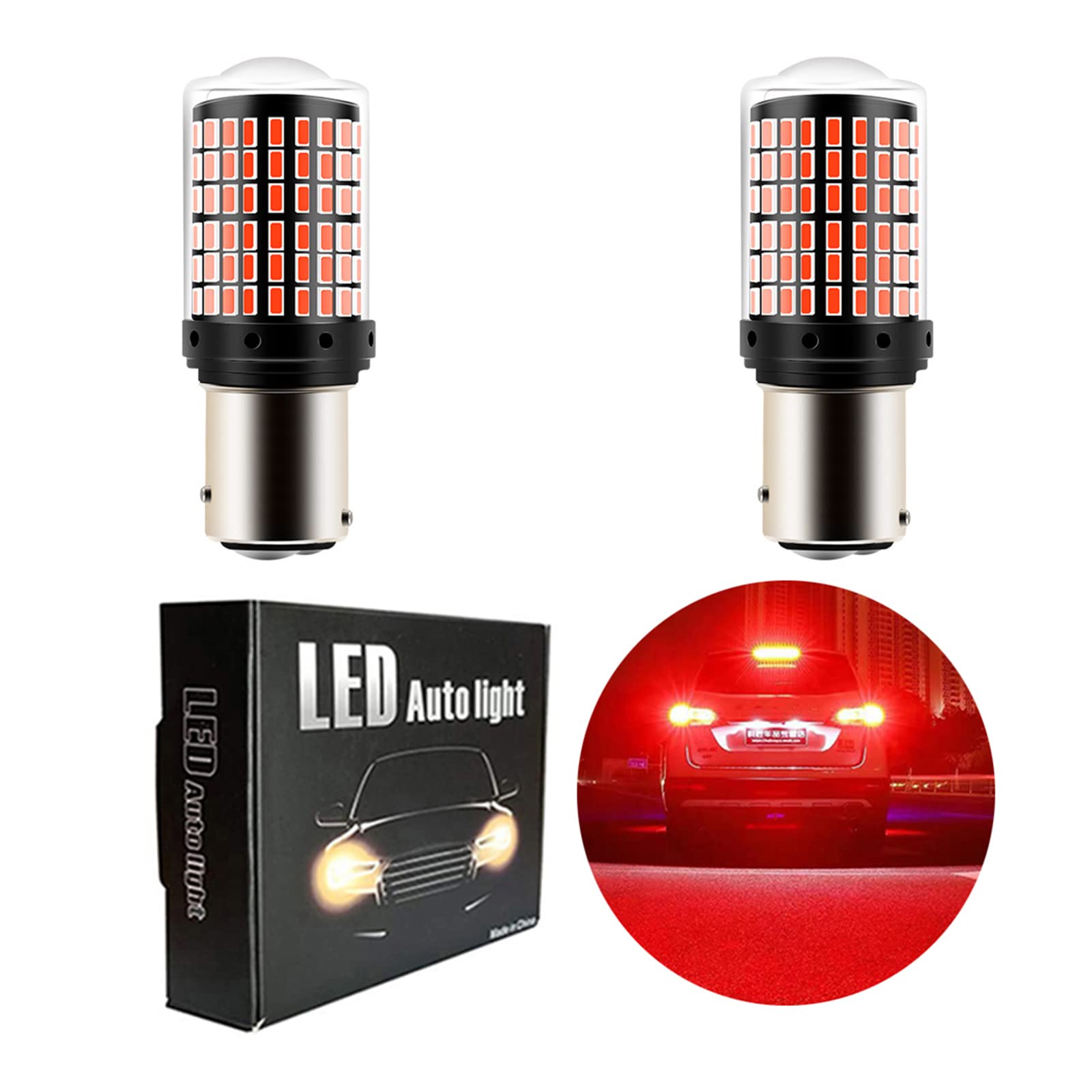 

Aokyoung S25 LED Double Tail Lamp, Brake Lamp, Red, 180°, Stepless Pins, Compatible with S25 Double Ball (1157