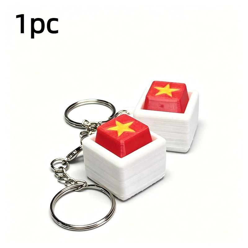 Keyboard Switch Fidget Toy Five-Star Flag Keyboard Clicker Fidget Toy 3D Printed Decompression Button Keychain Portable Stress