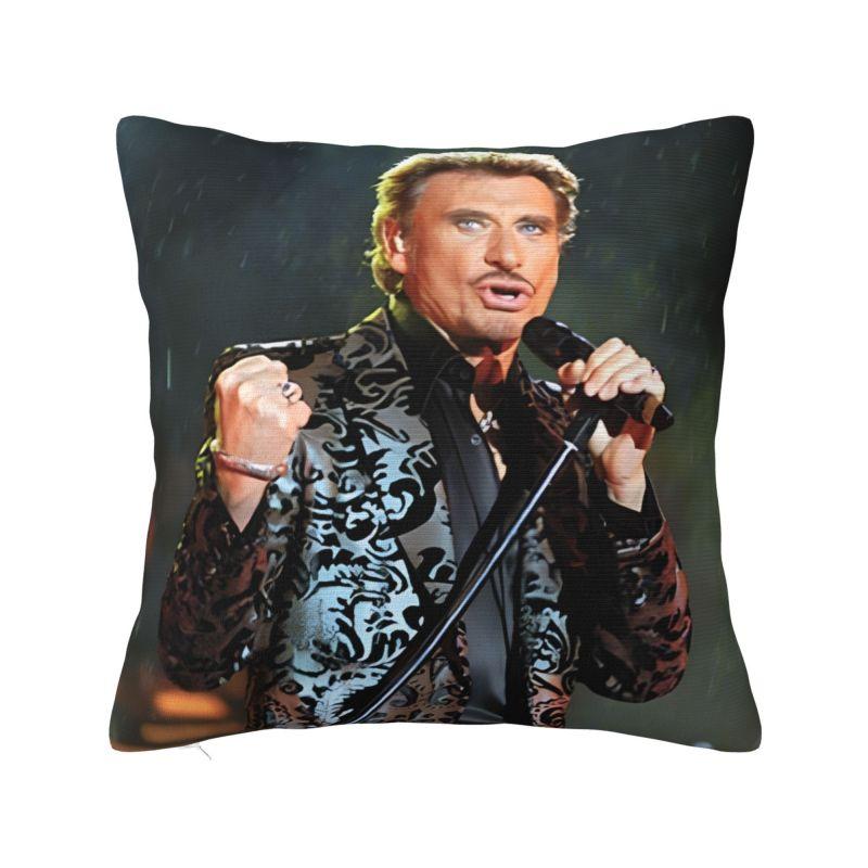 French Rock Music Johnny Hallyday Cushion Cover Polyester Throw Pillow Case Living Room Decoration Bedding Sofa Pillowcase