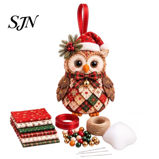 Handcrafted Holiday Display Items DIY Patchwork Ornament Kit for Christmas Decoration, Decorative Fabric Traditional Winter Charm Ornaments Craft Set