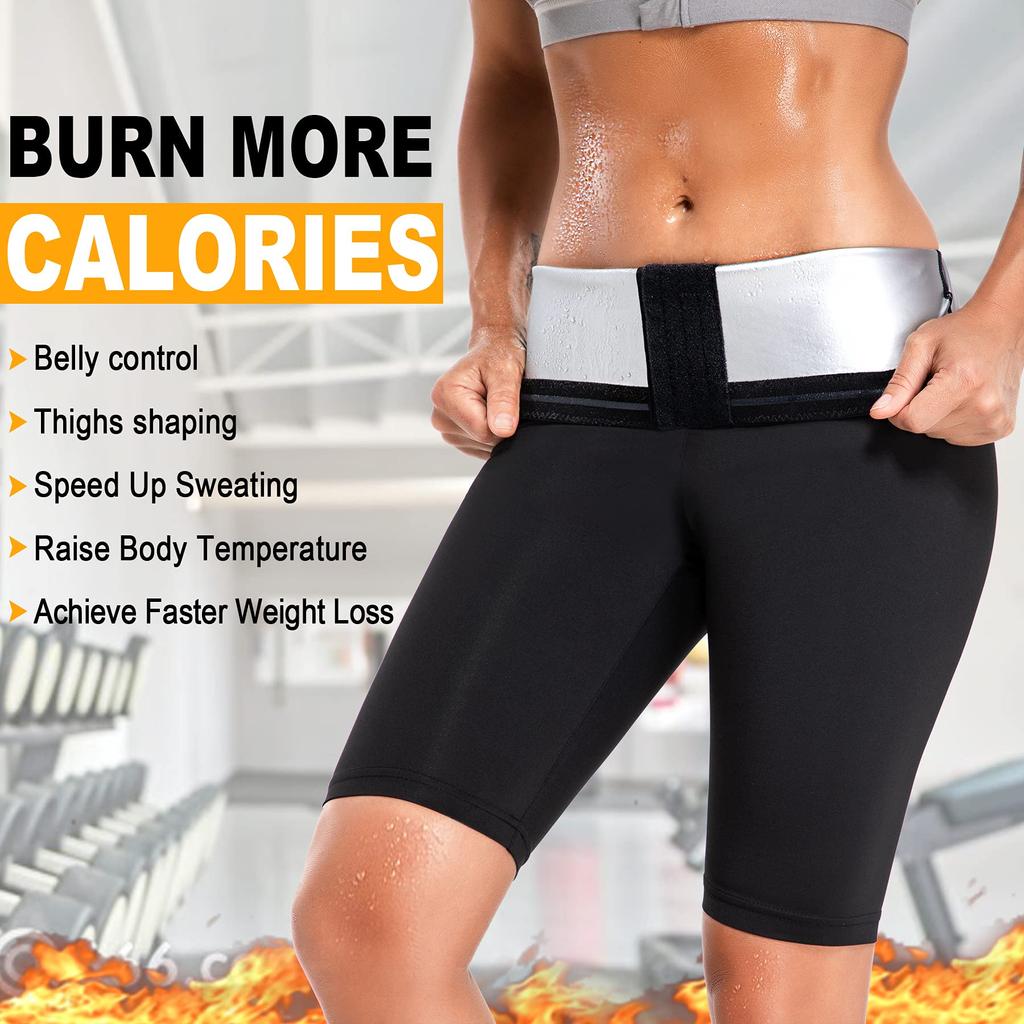 Sauna Sweat Shorts for Women High Waisted Slimming Shorts Workout Shapewear Waist Trainer Body Shaper Thigh Slimmer Pants