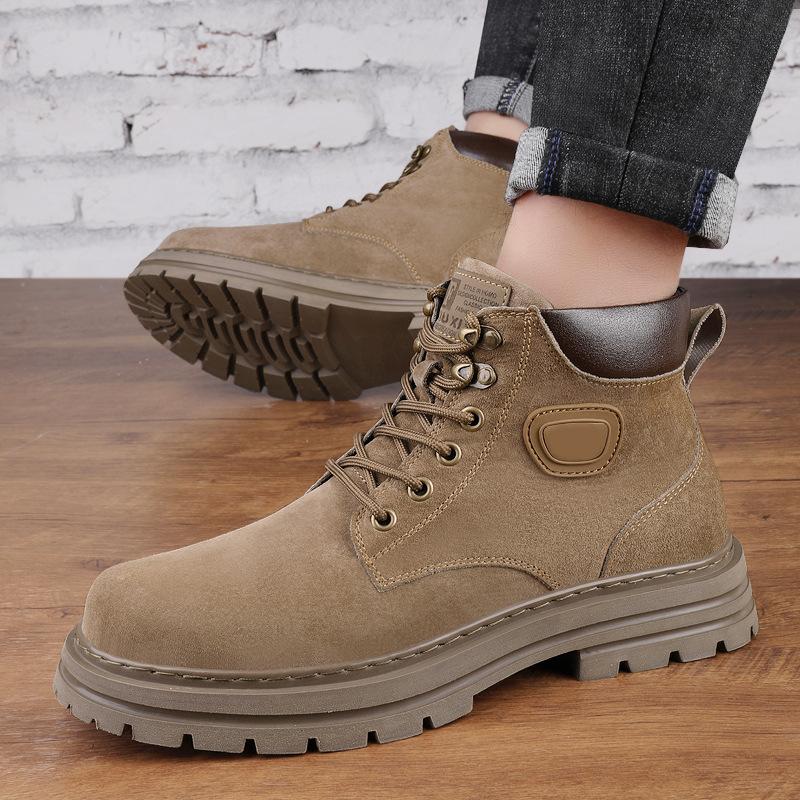 Desert Boots Heighten The First Layer Pigskin Martin Boots Internet Celebrity Thick-Soled Tooling Rhubarb Boots British Style Retro Short Boots