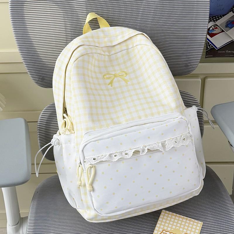 Schoolbag Cute Schoolbag Female Junior High School Mori Backpack Niche High Value Small Fresh Ins Plaid Light Multi-compartment Backpack