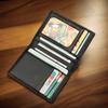 Transparent ID Window Credit Card Holder Durable Soft Multi Card Slots Top-grain Leather Bifold Thin Small Wallet Black Coffee