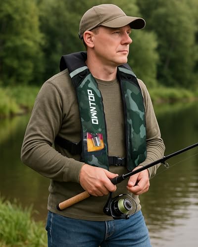 Owntop Automatic Inflatable Life Jacket with Pocket and Transparent Visibility Window, Shoulder Vest Style, Lightweight, for Adults, Fishing and Marin