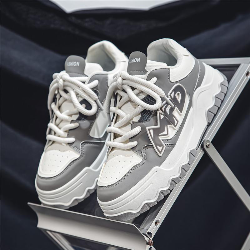 Men's Run Sneaker Thick-soled Youth Casual Cricket Shoes Male Fashion Trend Board Comfort Skateboard Shoes Outdoor Walking Shoe