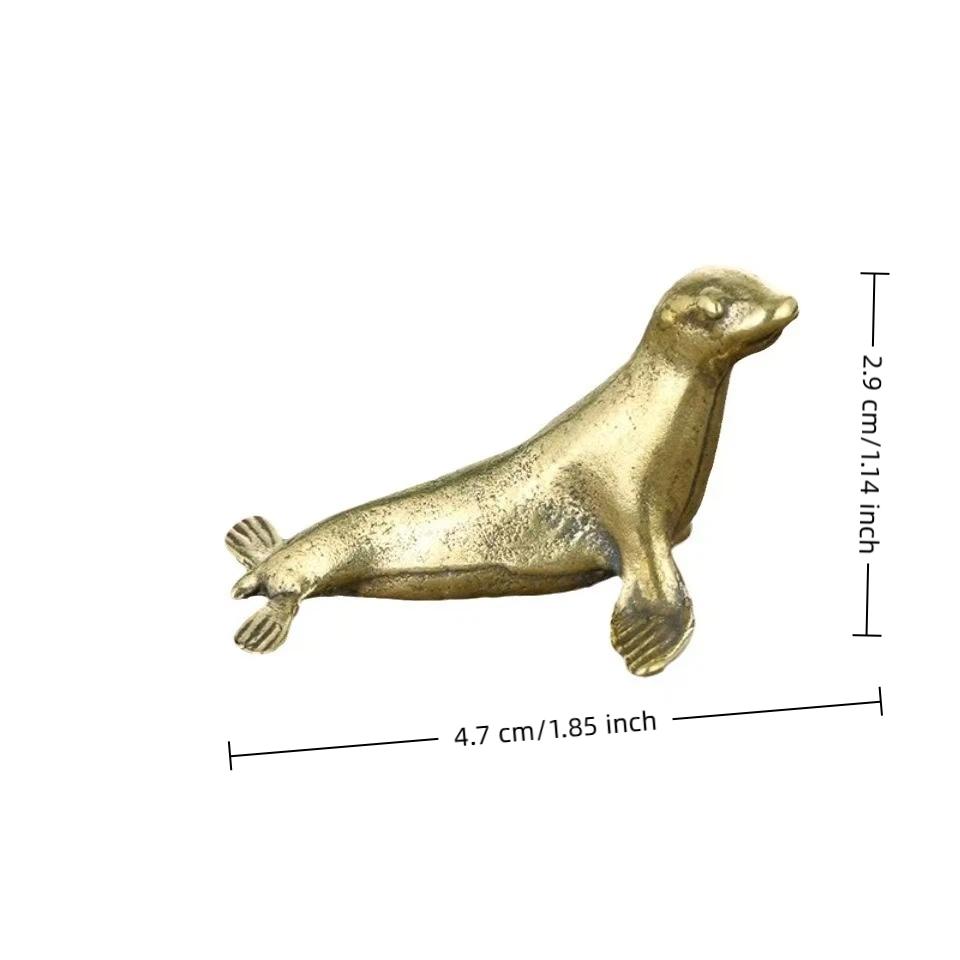 Solid Brass Shark Blue Whale Miniature Figurine Handcrafted Feng Shui Ornament for Office Tabletop Home Gift