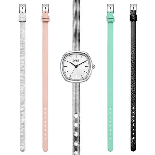 

[FOCE LADY] FOCE LADY Women s Mesh Band Leather Band Wristwatch 5-Piece Set FM2015WH-SET FM2015WH-SET