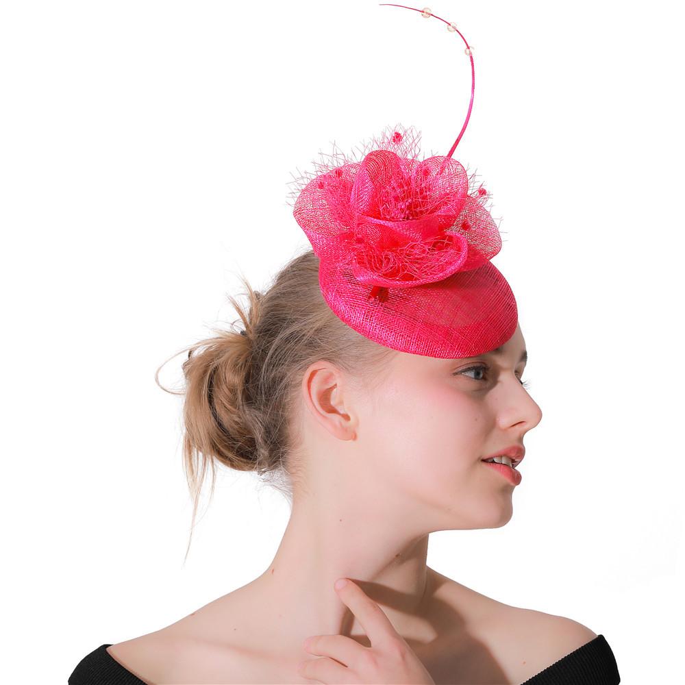 Mesh Shape Linen Women'S Hat New Top Hat Bridal Top Hat Wedding Banquet Linen Yarn