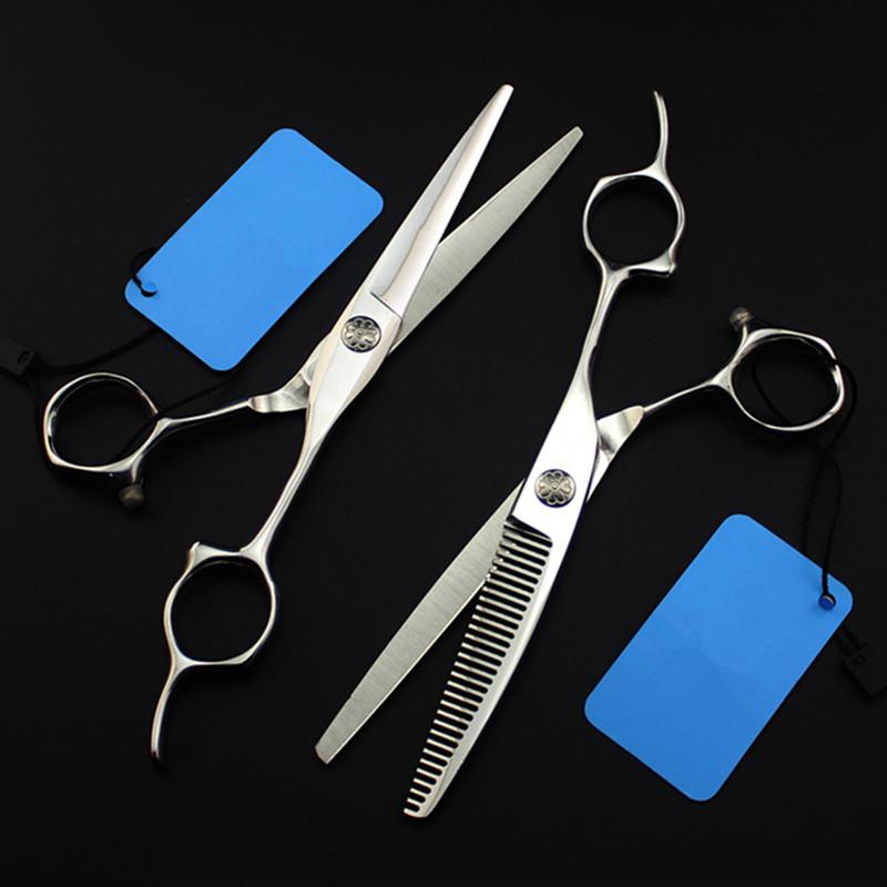 Professional Steel 6 '' Flower Cut Hair Scissors Haircut Scissor Thinning Barber Hair Cutting Shears Hairdresser Scissors
