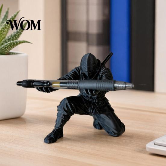 Office Desk Accessory 3D Printed Ninja Pen Holder, Unique Figurine, Creative Decorative Cup Desktop Organizer, Decor Craft for Storage Elegant Holder