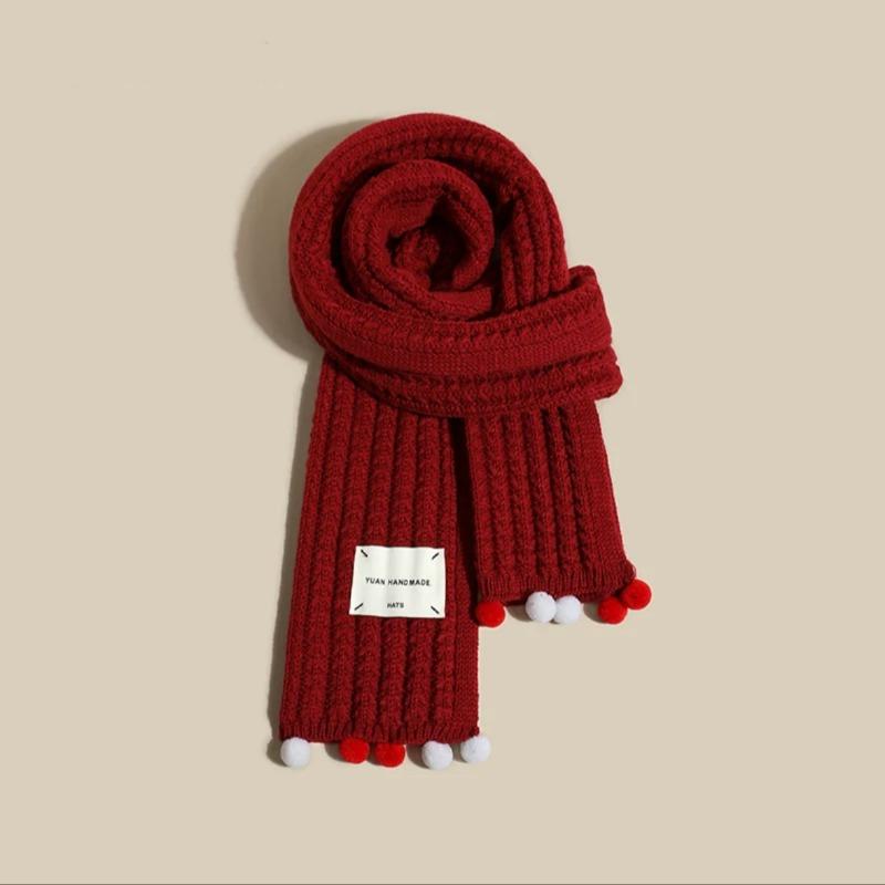 Christmas vibe scarf women's winter new Ankara red scarf long versatile knitted shawl scarf