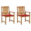 Day and Night - Day and Night Garden Chairs with Cushions 2 Units Solid Acacia Wood