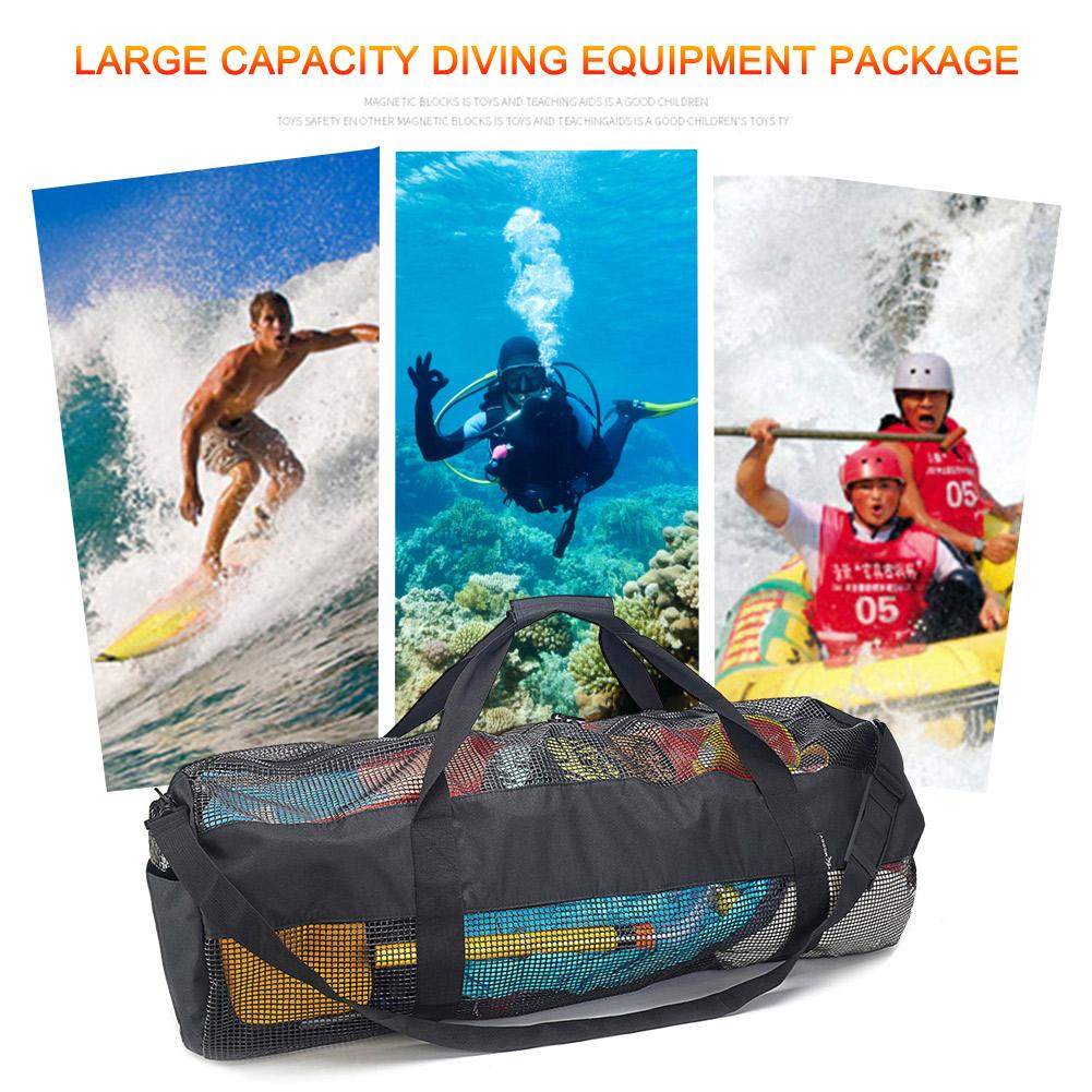 Multifunctional Snorkeling Equipment Storage Bag Large Capacity Beach Storage Bag Mesh Gear Bag for Surfing Swiming Scuba Diving
