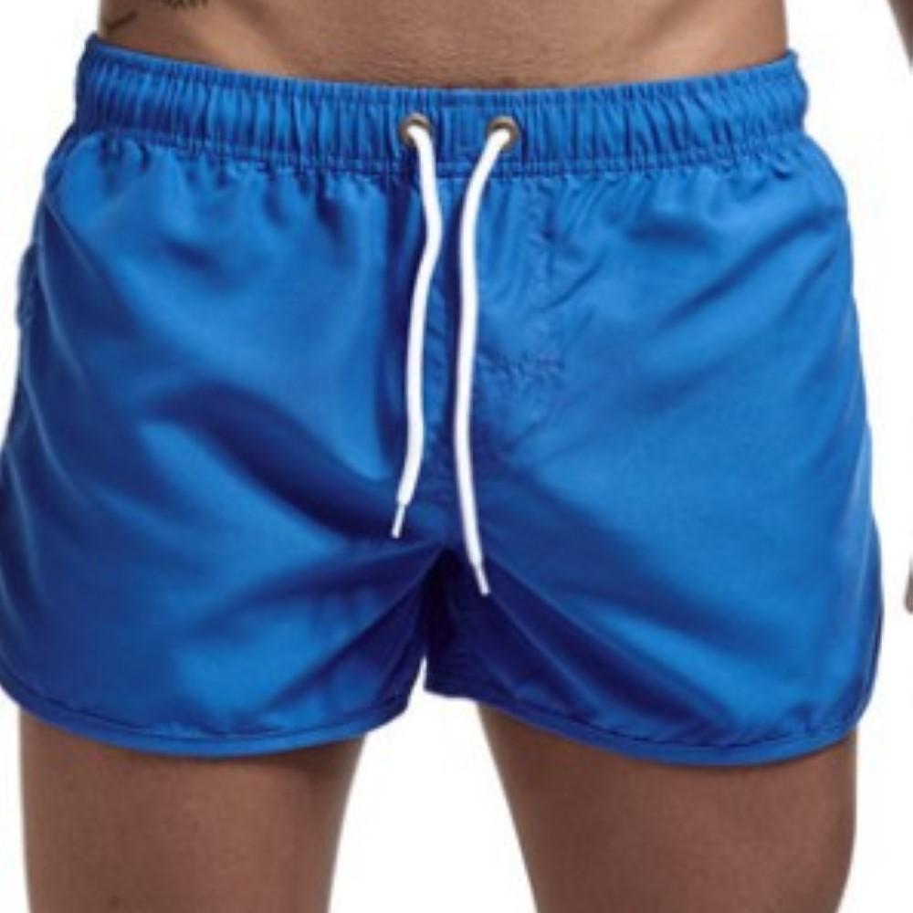 Summer Men Fashion Casual Pure-Color Beach Fitness Tether Elastic Swim Trunks Summer Men Fashion Casual Pure-Color Beach Fitness Tether Elastic Swim Trunks