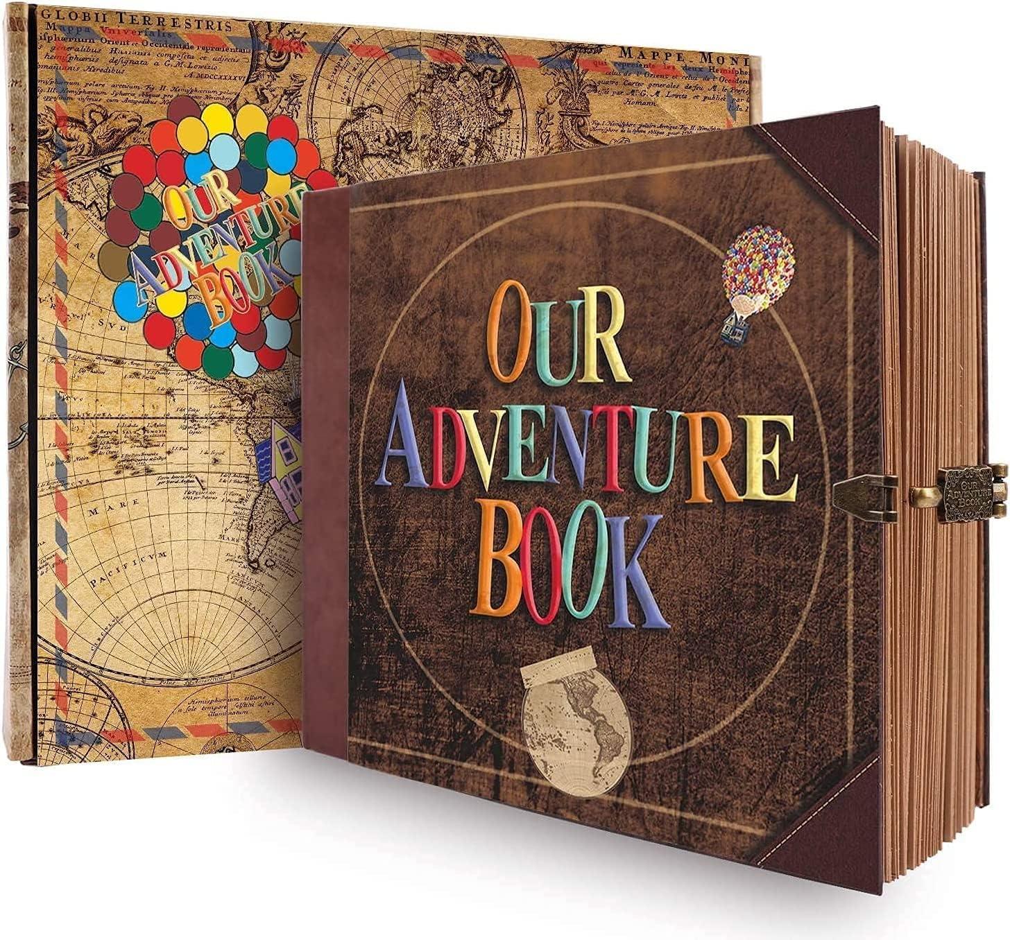 Our Adventure Book Travel Souvenir Diary Photo Book Scrapbook Photo Album Retro Style Vintage Guestbook DIY Anniversary Wedding 80 Pages коричневый