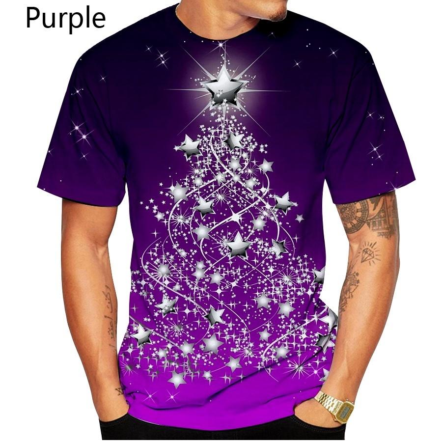 European And American Fashion Christmas 3d Digital Printing Men's T-shirt Loose Round Neck Short Sleeve