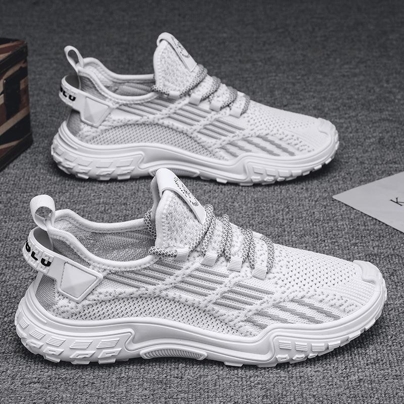 Men's shoes summer breathable mesh fly-woven soft-soled tide shoes simple and light sports and leisure commuting non-slip thin tide shoes