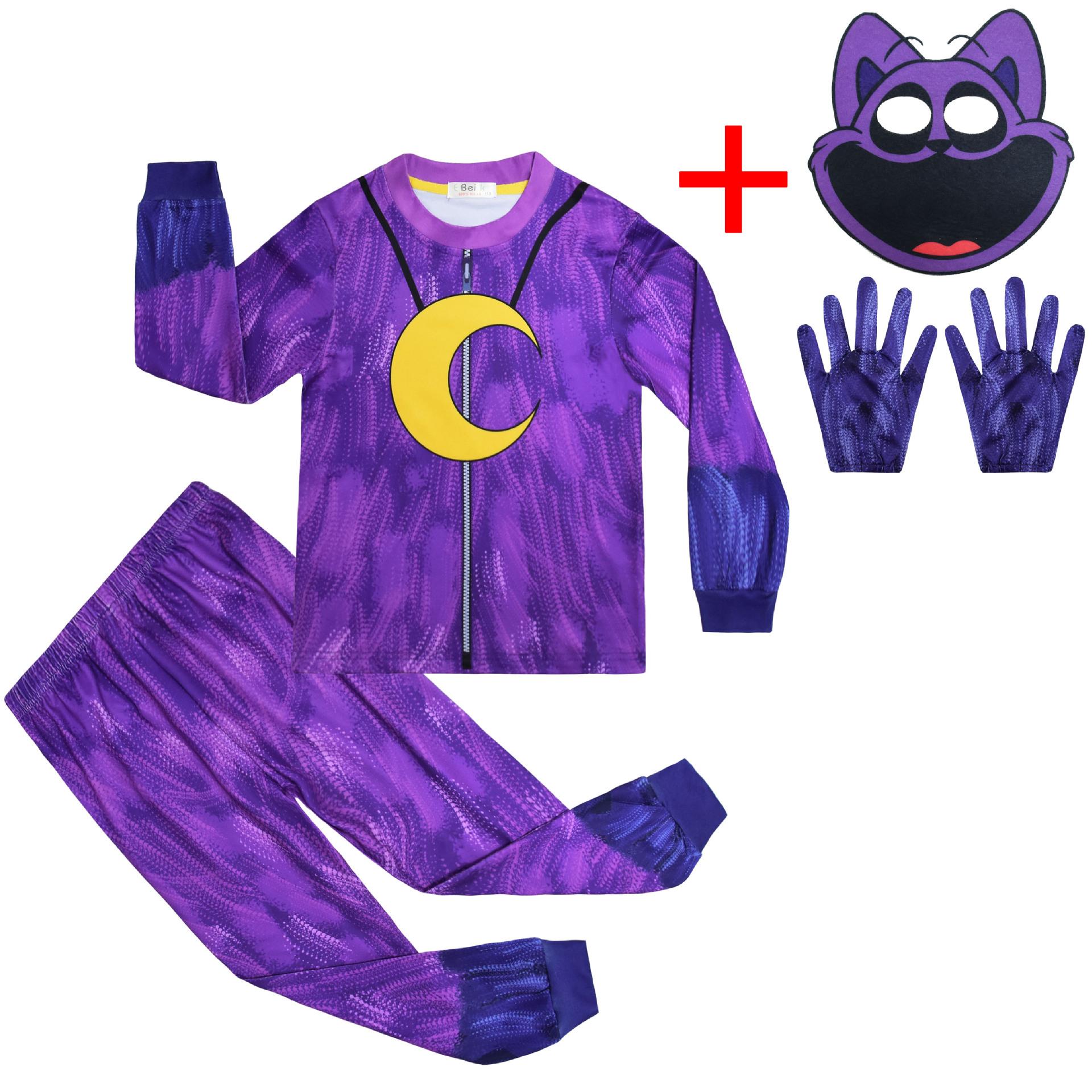 Nouveaux Costumes Cosplay Critters Souriants d'Halloween Action Saut Automne Costume Carnaval Enfants CATNap Costume Cosplay Critters Souriants 130CM&CATNap purple