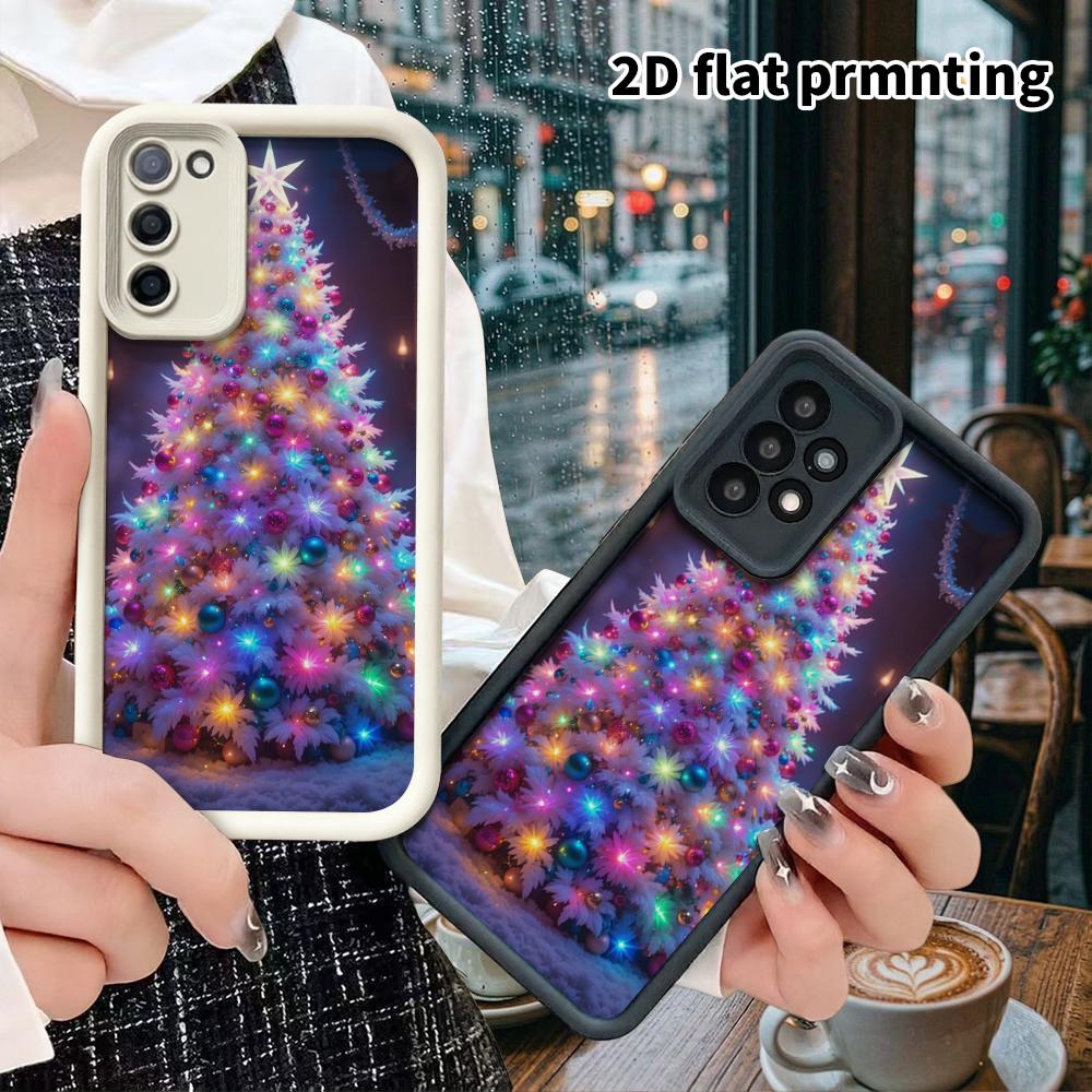 Phone Case: 2D Flat Samsung Galaxy A34 A35 M05 M06 S20 S22 S21 FE Plus 5G Gradient Protective Case, White Christmas Tree, Christmas and Halloween Gift