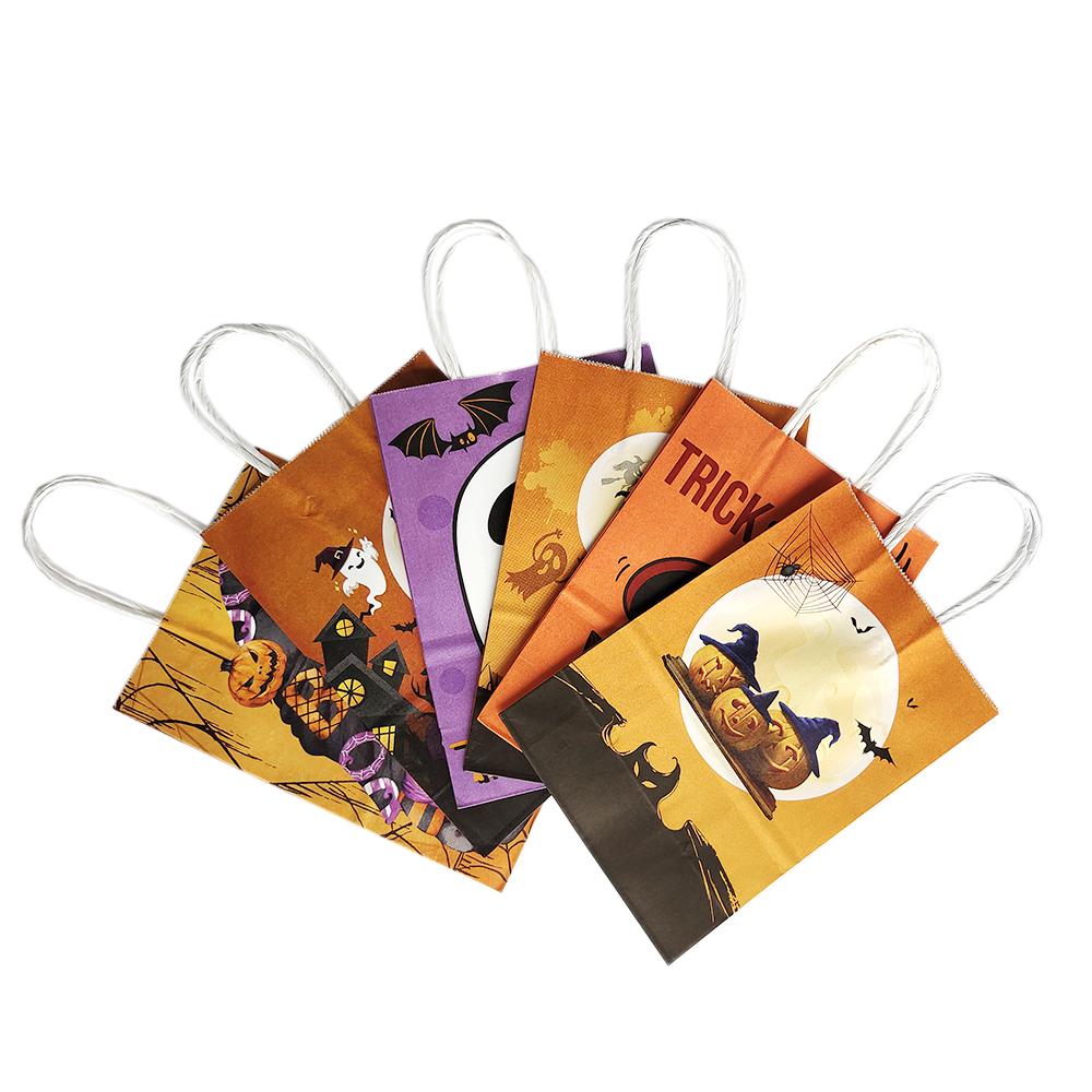 6 יחידות שקיות ממתקים נייר ליל כל הקדושים שקיות מתנה רפאים דלעת לילדים חבילת טריק או פינוק אספקת קישוט מסיבת ליל כל הקדושים