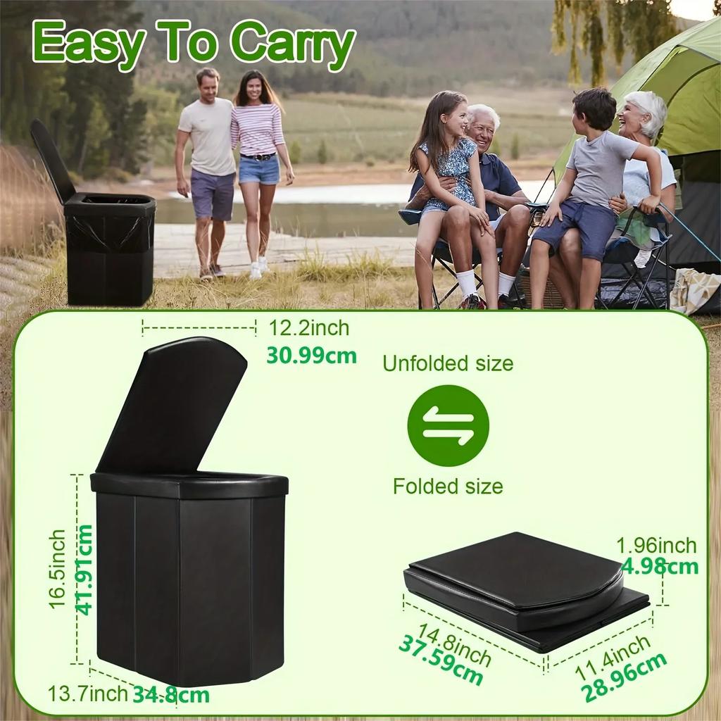 Portable Toilet For Camping, Portable Toilet For Adult, Camping Travel Folding Toilet With Lid, Easy Set Up