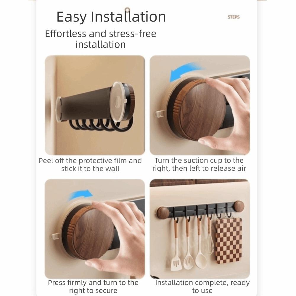 Wall-Mounted Vacuum Suction Cup Hooks 4/6 Hooks Kitchen Storage Hooks  Behind Door
