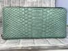 GUODI Genuine Python Leather Matte Finish Long Wallet with Zip-Around Design and Card Case, TK-AB20LW3 (Cyprus Green), Unisex Snakeskin WalletPurse