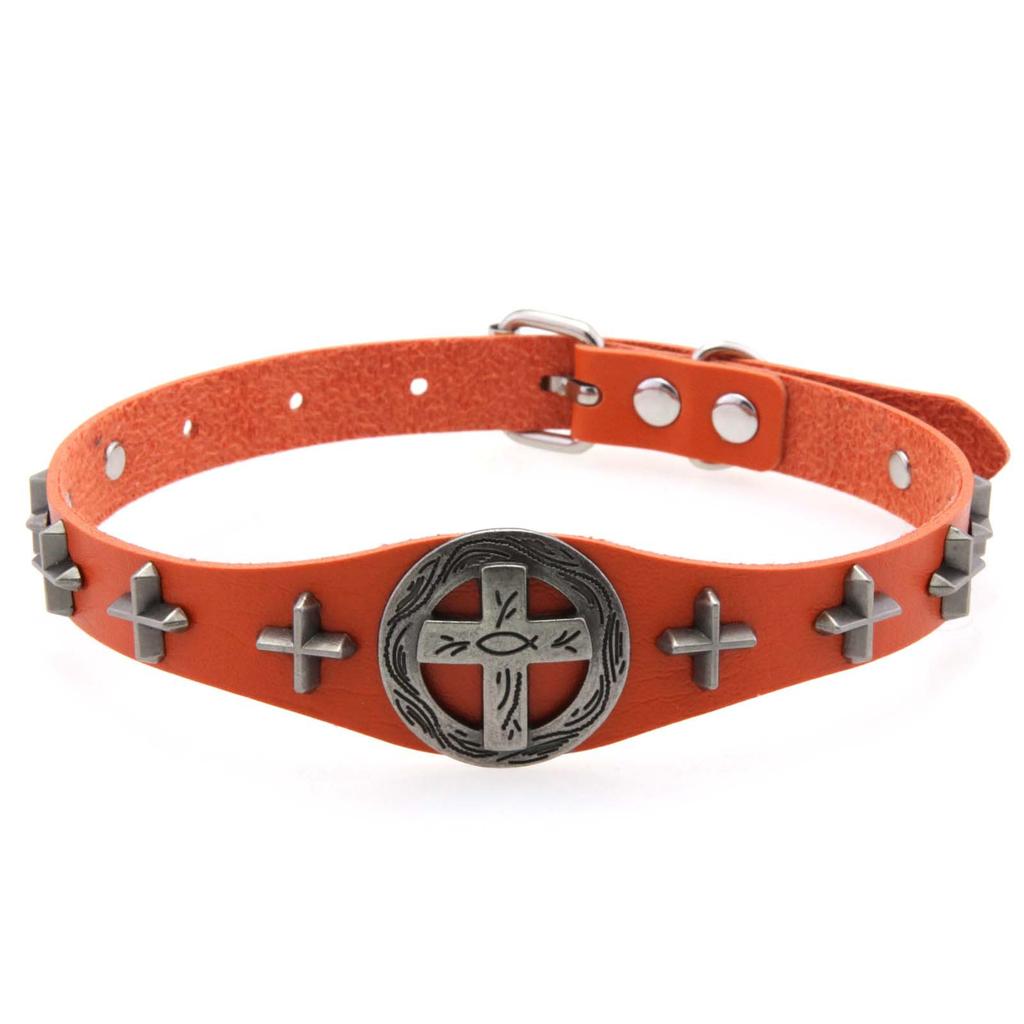 Cross PU Leather Choker, Punk Gothic Cross Hip Hop Rock Clavicle Necklace