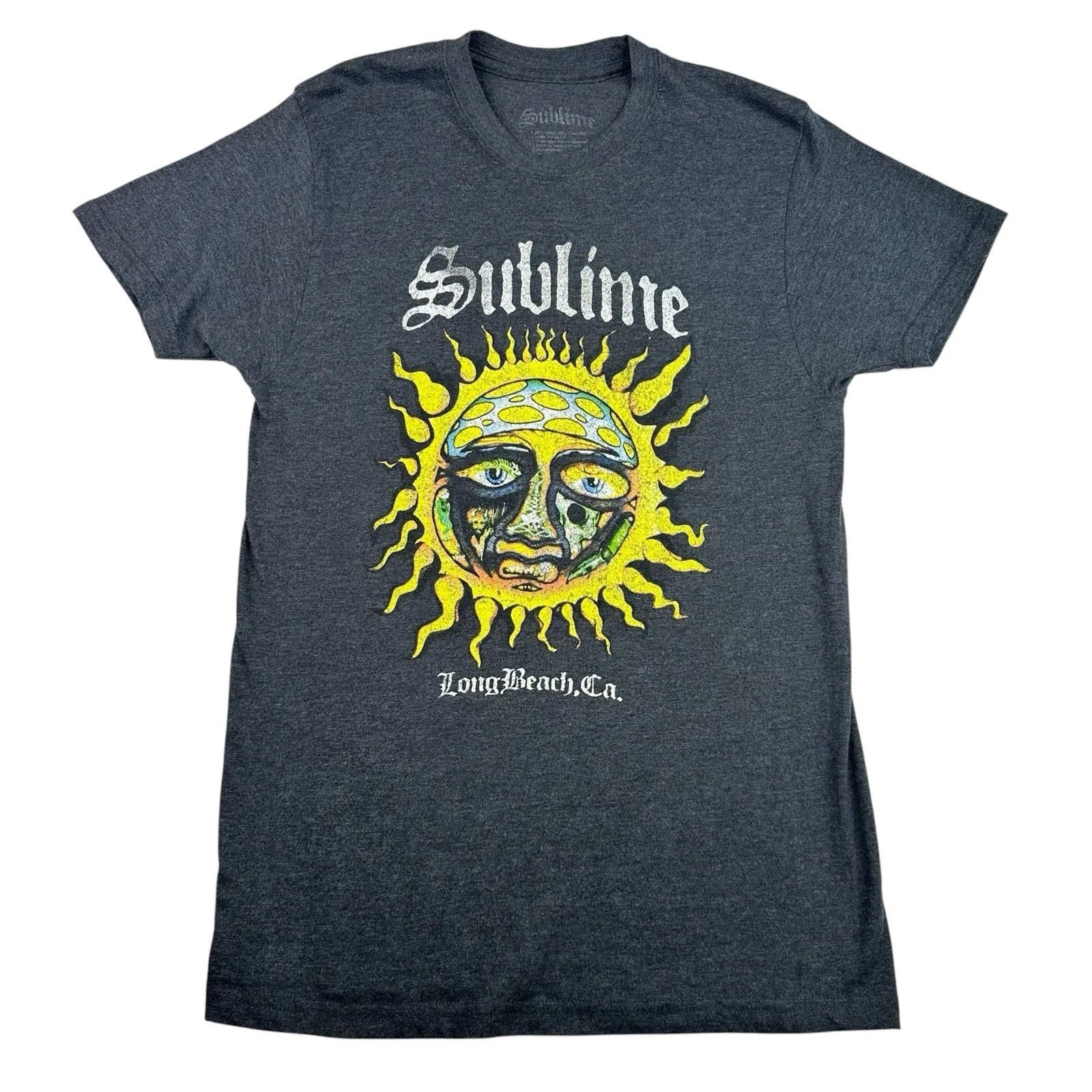 Sublime Sun Logo T Shirt Long Beach CA Graphic Tee Gray Large Band Shirt Grunge S