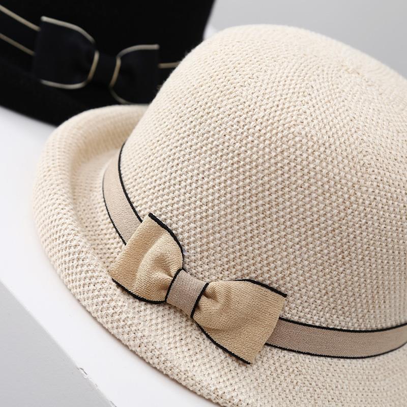 Un Protection Bow Bucket Hat Breathable Elasticity Fishmen Hat Casual Women Outdoor Sun Hats Travel Beach Hats