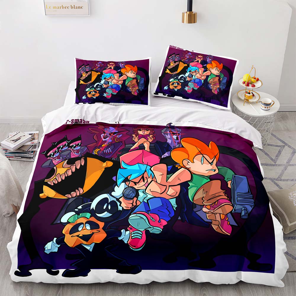 3D Print Anime Friday Night Funkin Bedding Set Single Twin Full Queen King Size Kawaii Bed Set Adult Kid Bedroom Duvetcover Sets